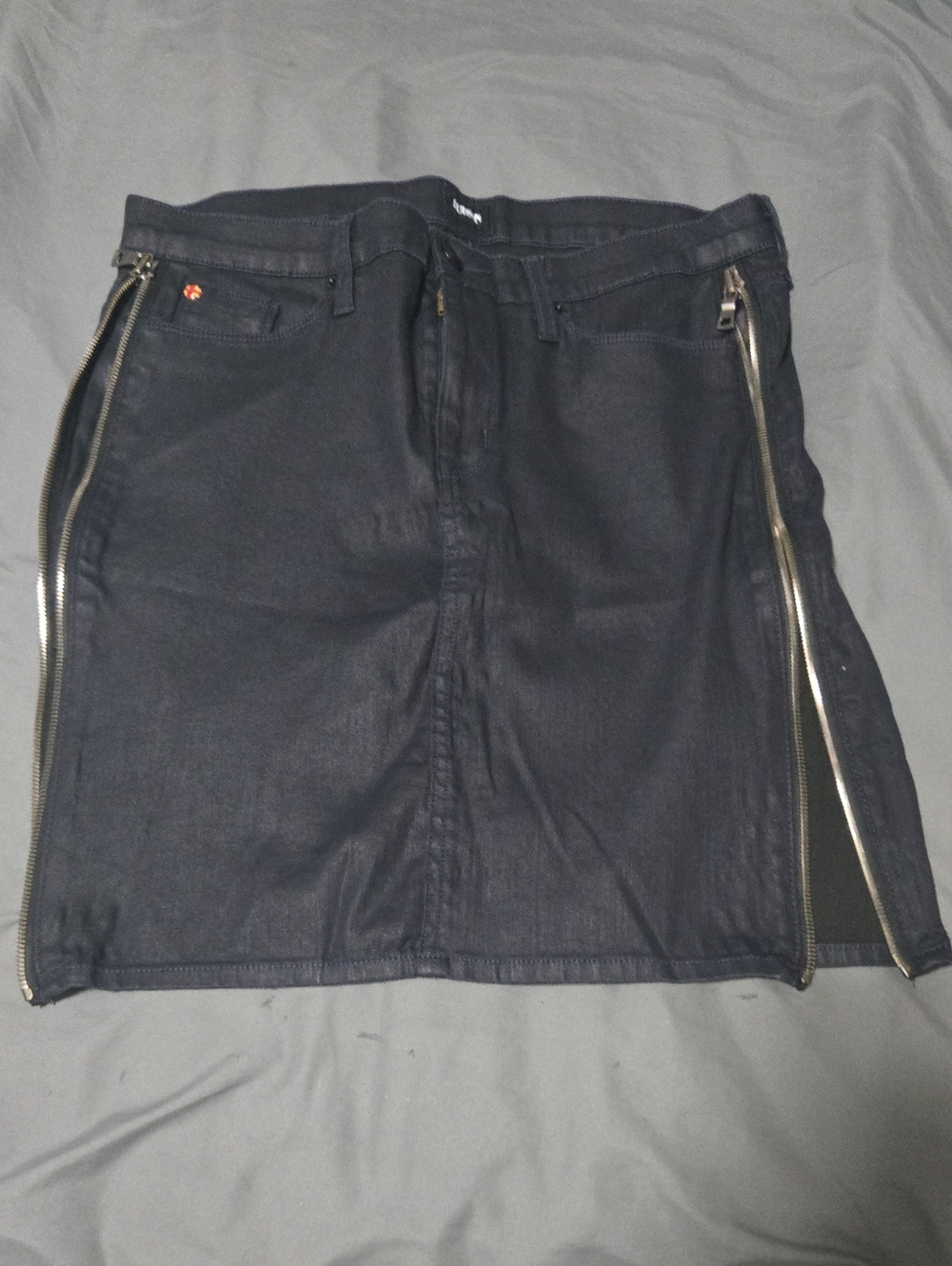 Hudson Black Denim Zip-Detail Mini Skirt
